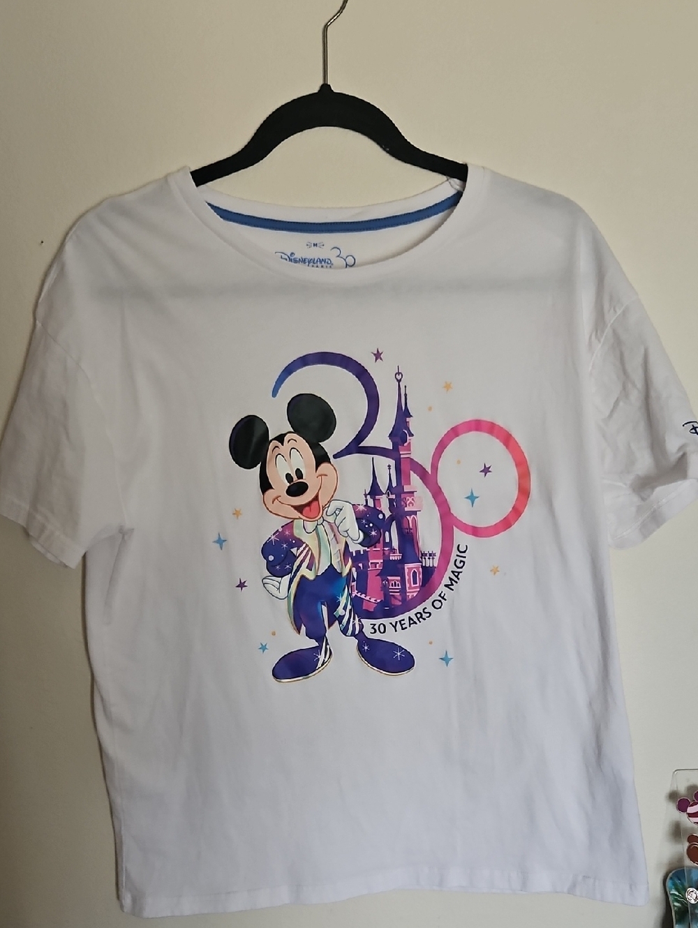 Disney Paris White Short Sleeve Tee Mickey 30th Anniversary